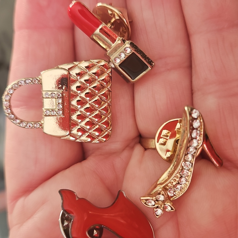 Gold and Red Fashion Pin Set - Picture 4 of 4